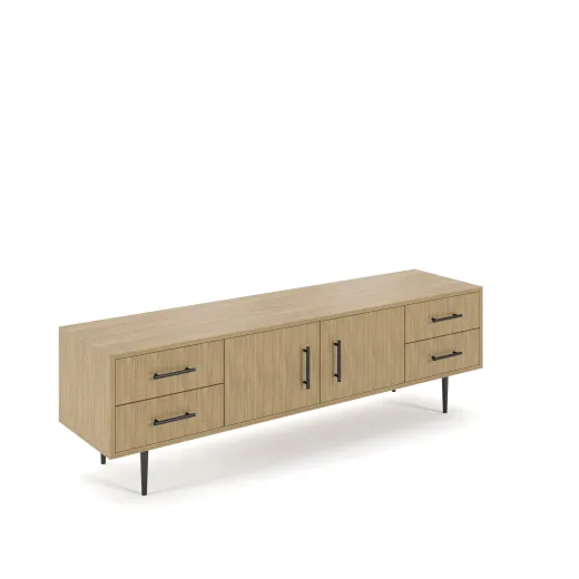Rhett, Credenza with Drawers & Center Doors, 22 Inch, 3/4 View
