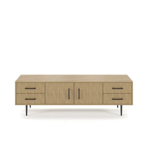 Rhett, Credenza with Drawers & Center Doors, 22 Inch, Front View