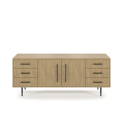 Rhett, Credenza with Drawers & Center Doors, 29 Inch, Front View