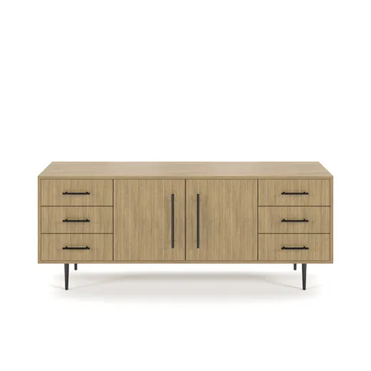 Rhett, Credenza with Drawers & Center Doors, 29 Inch, Front View