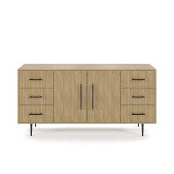 Rhett, Credenza with Drawers & Center Doors, 36 Inch, Front View
