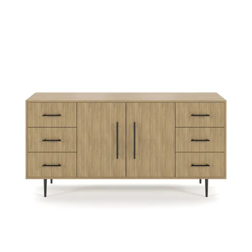 Rhett, Credenza with Drawers & Center Doors, 36 Inch, Front View