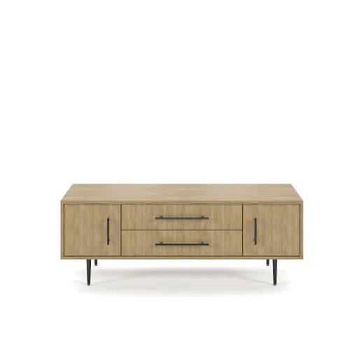 Rhett, Credenza with Doors & Center Drawers, 22 Inch, Front View