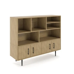 Rhett, Hutch with Bookcase paired with Credenza with Doors, 22 Inch, 3/4 View