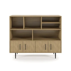 Rhett, Hutch with Bookcase paired with Credenza with Doors, 22 Inch, Front View