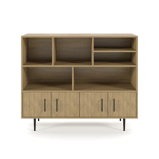 Rhett, Hutch with Bookcase paired with Credenza with Doors, 22 Inch, Front View