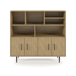 Rhett, Hutch with Bookcase paired with Credenza with Doors, 29 Inch, Front View