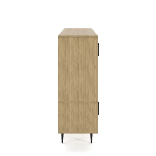 Rhett, Hutch with Doors paired with Credenza with Doors and Center Drawers, 22 Inch, Side View