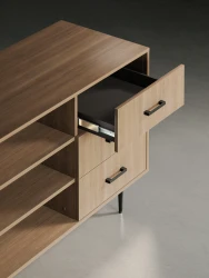 Rhett, Credenza with Drawers & Center Bookcase