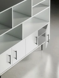 Rhett, Hutch with Bookcase paired with Credenza with Doors