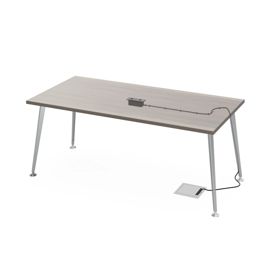 Rectangle Power Table Day-to-Day Rectangle Table with power and tapered legs, including wire ...