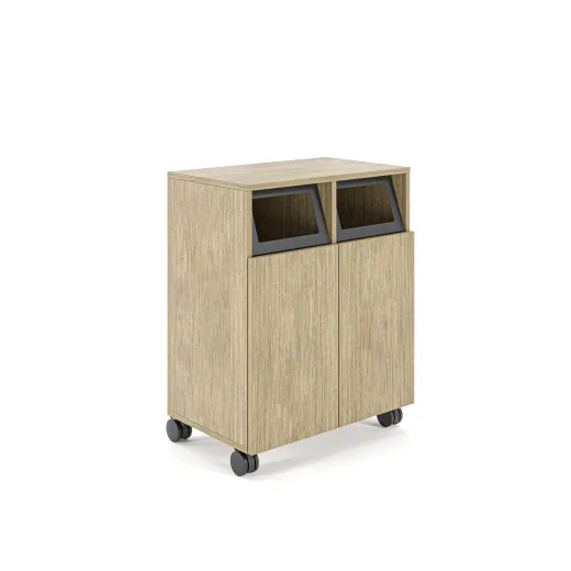 Calibrate Mobile Trash Recycling Centers, 2-bay, 3/4 View
