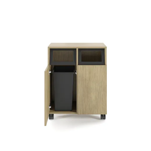 Calibrate Mobile Trash Recycling Centers, 2-bay, Front View, Open Door