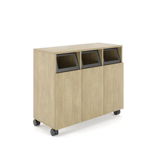 Calibrate Mobile Trash Recycling Centers, 3-bay, 3/4 View
