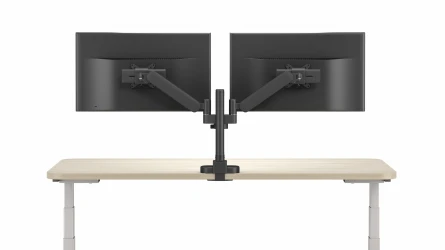 Performance Series Monitor Arms, dual arm in black, back view