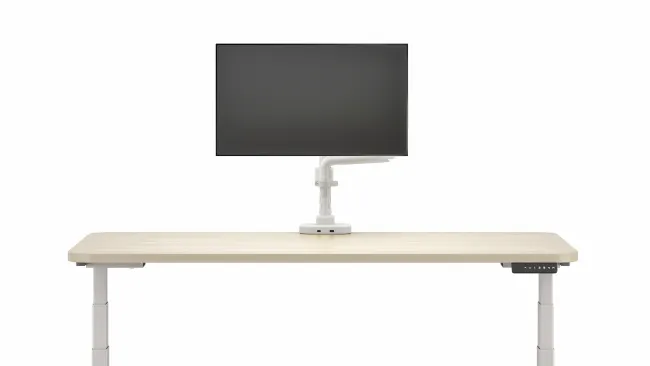 Performance Series Monitor Arm, single arm in white, front view