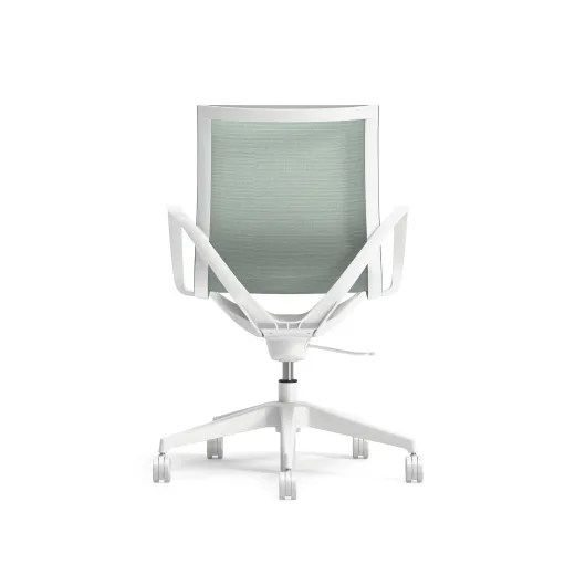 Roya Teal Mesh, White Frame, Front view