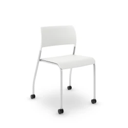 Pierce Stacking Chair with Caster in White