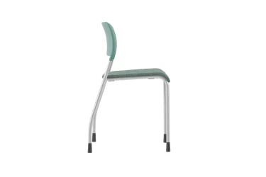 Pierce Stacking Chair with upholstered seat and Kelly Green back, side view