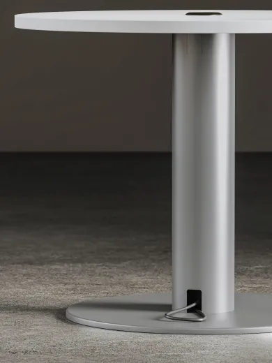 Day-to-Day Tables, Large Disc Base, Round Table, Powered Table, Powered Disc Base, Detail ​