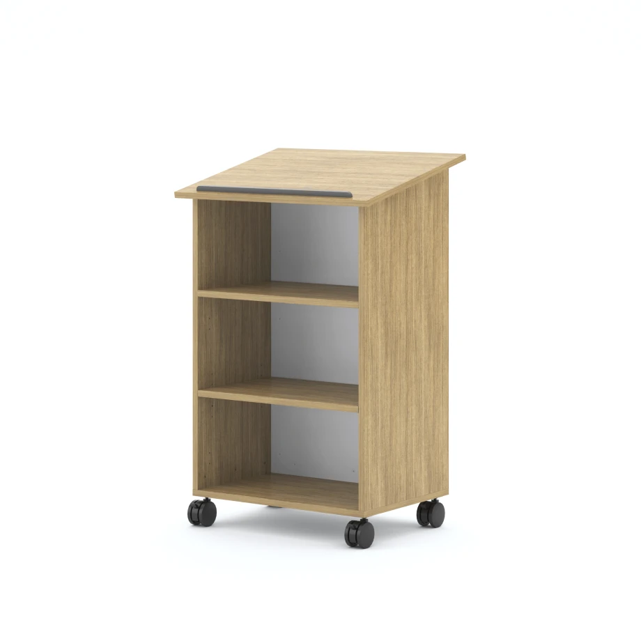 Calibrate Mobile Lectern, back, with open shelves, 3/4 view | AIS Image ...