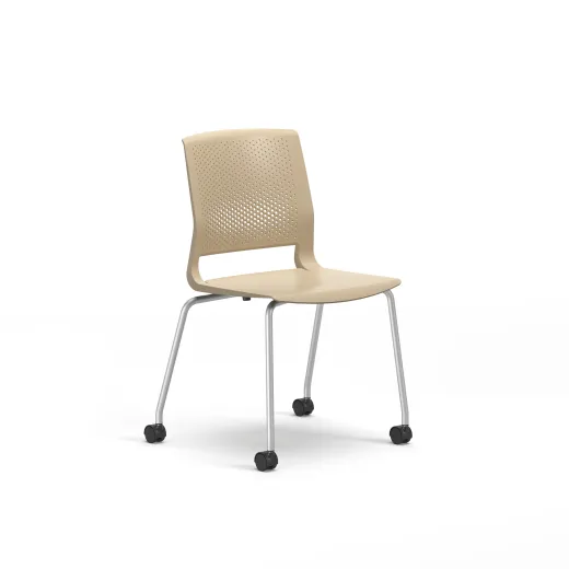Quarry 4-Leg with Casters, Side Chair, Guest Chair, 3/4 View