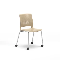 Quarry, 4-Leg Side Chair with Casters, 3/4 View