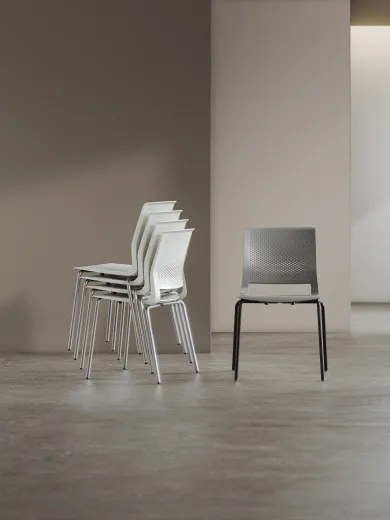 Quarry Chairs, Quarry 4-Leg with Casters Chair, Stacked Quarry Chairs​