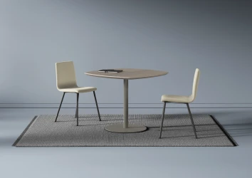 Itzee Side Chair with Day-to-Day disc base table with pebble top