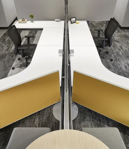 Encounter PowerBeam top view of 29” Beam with Height Adjustable Tables