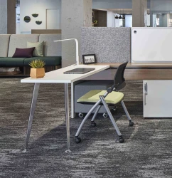 Calibrate Community with worksurface attached to benching glide system