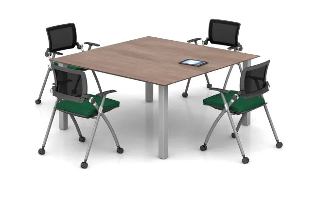 Day-to-Day Rectangular Table with Post Legs and Stow Seating