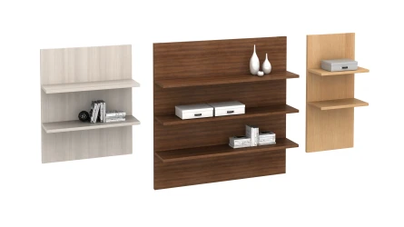  Calibrate Casegoods L Shelf: Double, Triple (horizontal grain) Shelves Shown