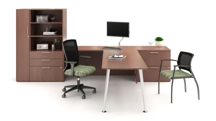 Calibrate Series Casegoods Private Office with Natick and Grafton Seating