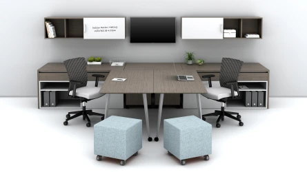 Community Shared Office with sliding worksurfaces together Floorplate Area 4 