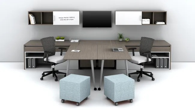 Community Shared Office with sliding worksurfaces together Floorplate Area 4 