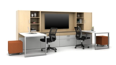 Calibrate Community with O Leg Supported Sliding Tables, separate workspaces