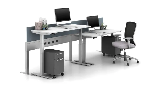 Encounter PowerBeam with 29 inch beam, Height Adjustable Table and L Series 12” Pedestals