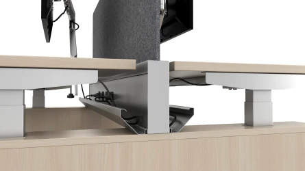 Encounter PowerBench Optional Cord Tray, shown on laminate base