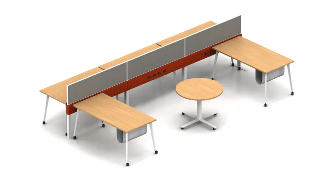 Encounter PowerBeam freestanding with Day-to-Day mobile tables