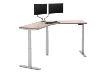 Day to Day 120 degree Height Adjustable Table with Dual Monitor Arm