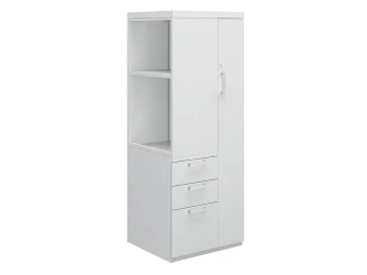 L Series Steel Storage 65 inch Wardrobe Tower with Side Bookcase