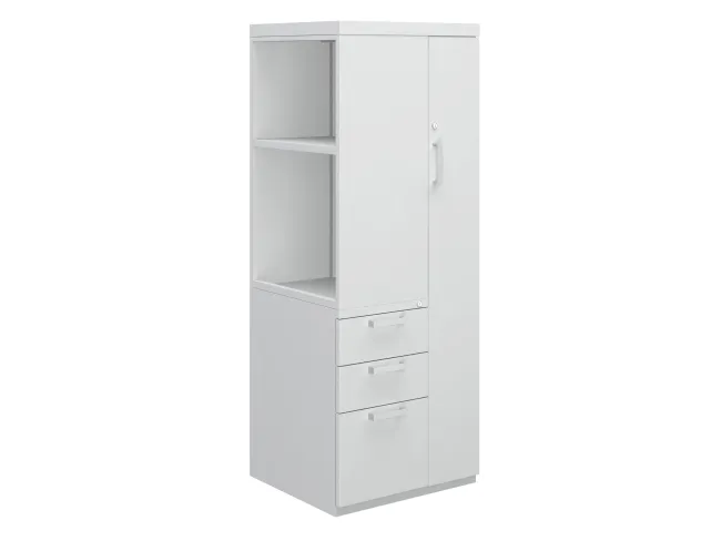 L Series Steel Storage 65 inch Wardrobe Tower with Side Bookcase