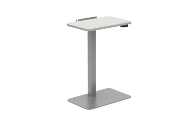 Powered Laptop Table with Cloud top and Metallic Silver base