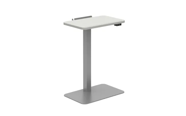 Powered Laptop Table with Cloud top and Metallic Silver base