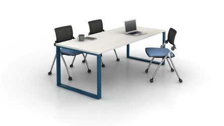 O-Leg Table Desk in Casual Conference Setting with Stow Seating