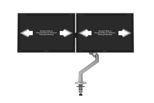Standard Series Dual Monitor Arm for Shallow Depth Worksurfaces, sliding view