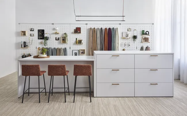 AIS NY Showroom, CMF Center, Itzee Stool, L Series Storage