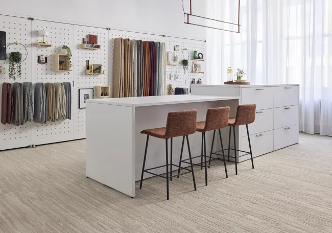 AIS NY Showroom, CMF Center, Itzee Stool, L Series Storage