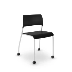 Pierce Stacking Chair with Casters in Black
